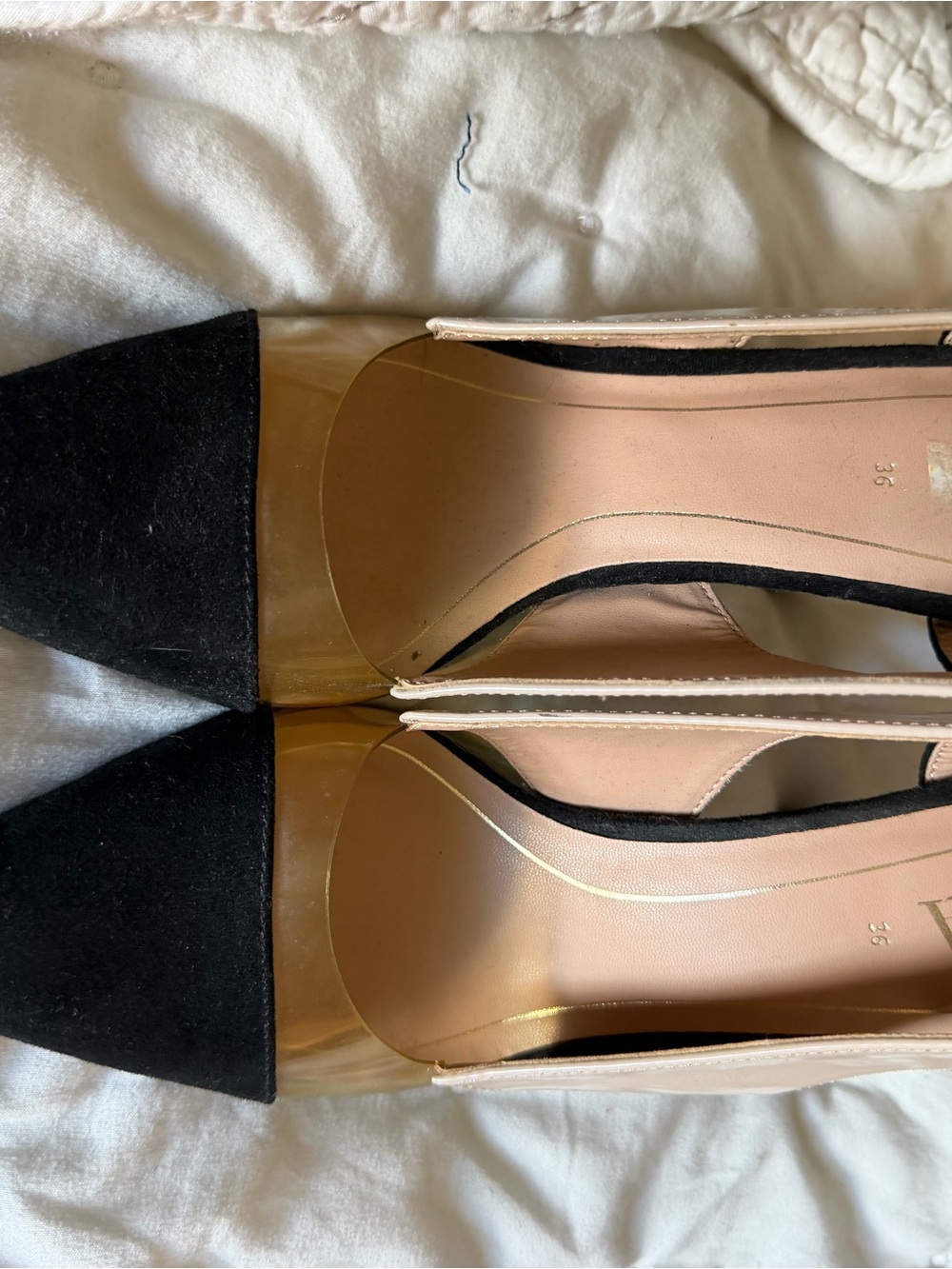 Zara Black & Nude Pointed Toe Slingback Pumps
